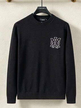 Amiri Black Monogram Embroidered Crewneck Sweater